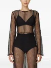 Mia Peculiar Openwork T-shirt In Black
