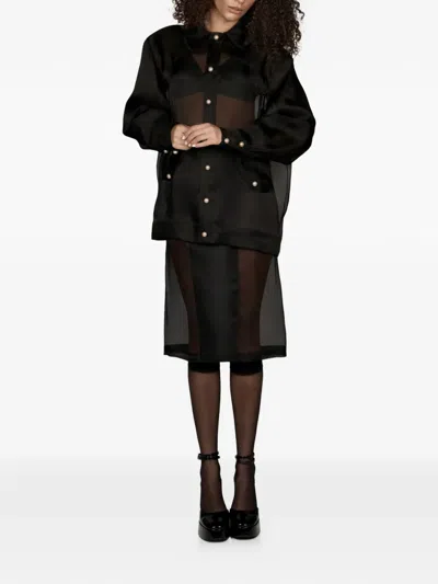 Mia Peculiar Pearl-button Shirt In Black