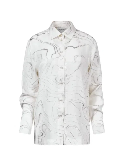 Mia Peculiar Pearl-button Shirt In White