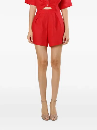 Mia Peculiar Tailored Linen Shorts In Red