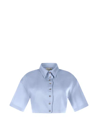 Mia Peculiar Wave-detail Shirt In Blue