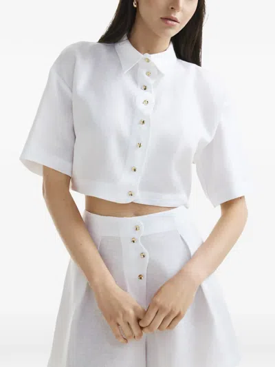 Mia Peculiar Wave-detail Shirt In White