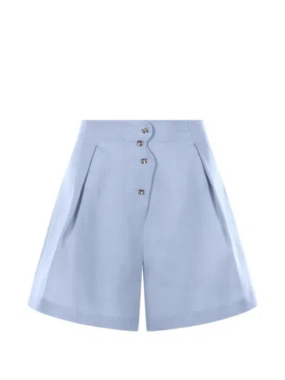Mia Peculiar Wave-detail Shorts In Blue