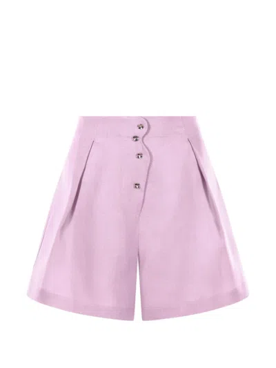 Mia Peculiar Wave-detail Tailored Shorts In Pink