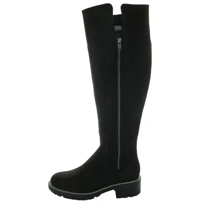 Mia Pike Womens Open Stitch Manmade Over-the-knee Boots In Black