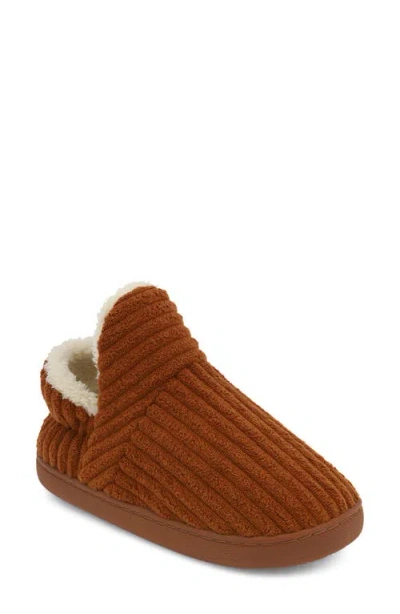 Mia Plushy Slipper Bootie In Brown