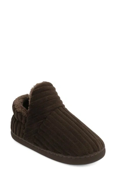 Mia Plushy Slipper Bootie In Brown