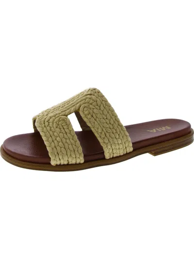 Mia Poet Womens Macrame Slip On Flatform Sandals In White