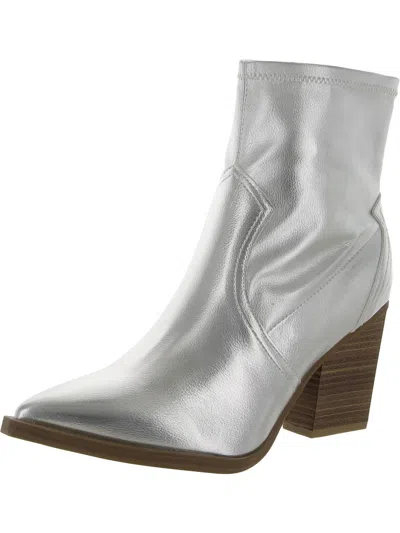 Mia Rachell Womens Faux Leather Ankle Booties In Silver