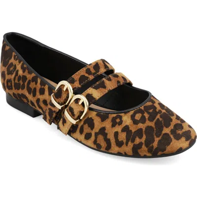 Mia Radia Double Buckle Mary Jane Flat In Leopard