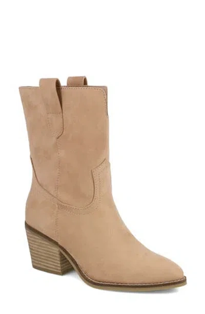 Mia Ramyli Faux Suede Western Bootie In Sand