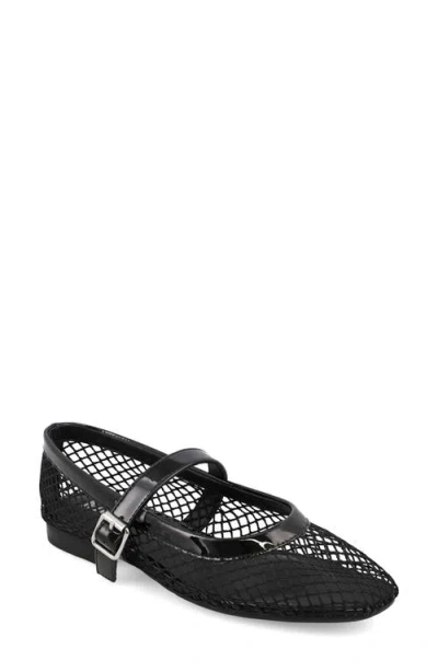 Mia Rayza Woven Mary Jane Flat In Black