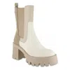 Mia Remi Platform Chelsea Boot In White In Beige/bone