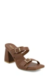 Mia Rene Double Buckle Block Heel Sandal In Brown