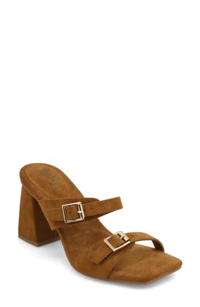 Mia Rene Double Buckle Block Heel Sandal In Brown