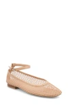Mia Roz Ankle Strap Flat In Beige