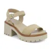 Mia Savy Sandals Women'ssand Leather Ankle Strap Lug Sole Block Heel Gal690 In Nude