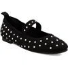 Mia Seema Womens Rhinestone Ribbed Knit Mary Janes In Black