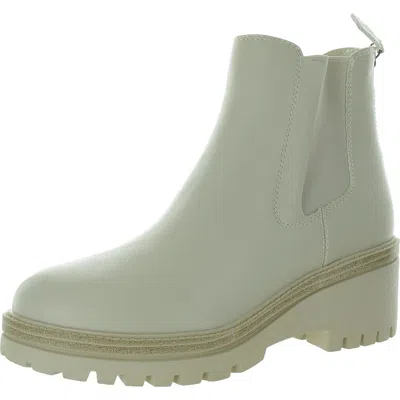 Mia Sefi Womens Suede Ankle Chelsea Boots In White