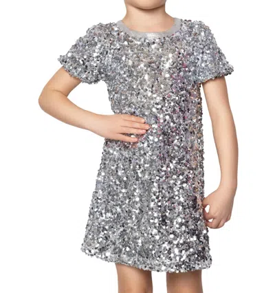 Mia Kids' Sequin Dress In Silver In Black