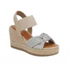 Mia Shoes Belinda Summer Wedge In Natural Stipe In Multi