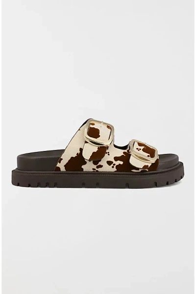 Mia Shoes Gen Double Buckle Slide Sandal In Brown Cow, Women's At Urban Outfitters