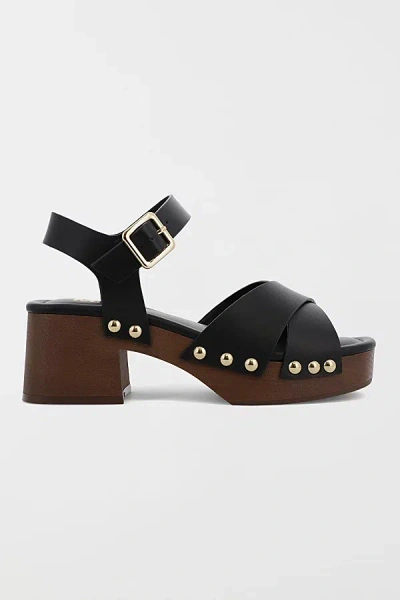 Mia Shoes Mia Finna Studded Wooden Platform Sandal In Black, Women's At Urban Outfitters