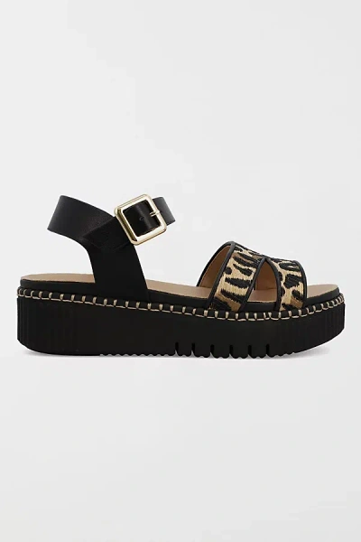 Mia Shoes Mia Jaiden Leopard Flatform Sandal In Leopard/black, Women's At Urban Outfitters