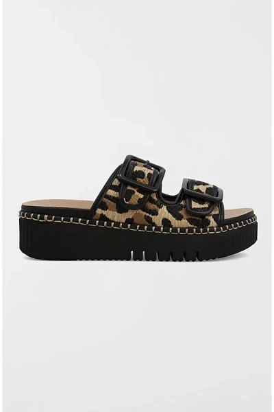 Mia Shoes Mia Jimenna Leopard Flatform Slide Sandal In Leopard/black, Women's At Urban Outfitters In Multi