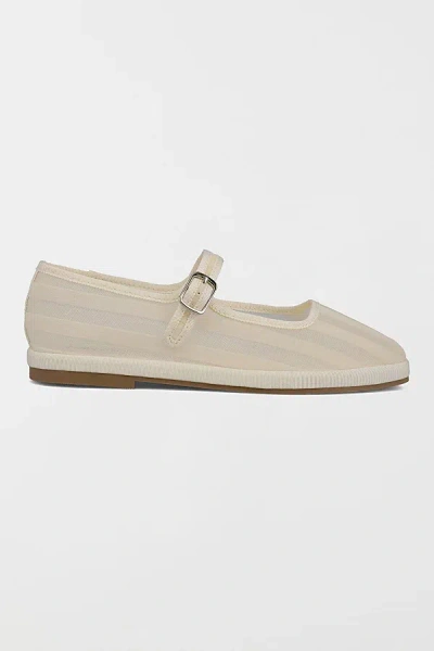 Mia Shoes Mia Morocco Striped Mesh Mary Jane Flat In Bone, Women's At Urban Outfitters In Brown
