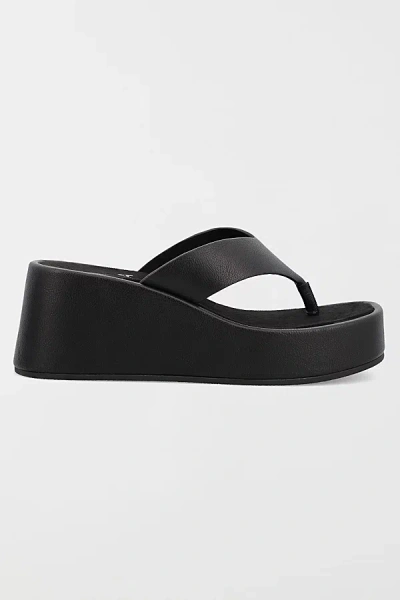 Mia Shoes Mia Niccola Platform Wedge Thong Sandal In Black, Women's At Urban Outfitters