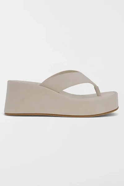 Mia Shoes Mia Niccola Platform Wedge Thong Sandal In Ecru, Women's At Urban Outfitters In Neutral