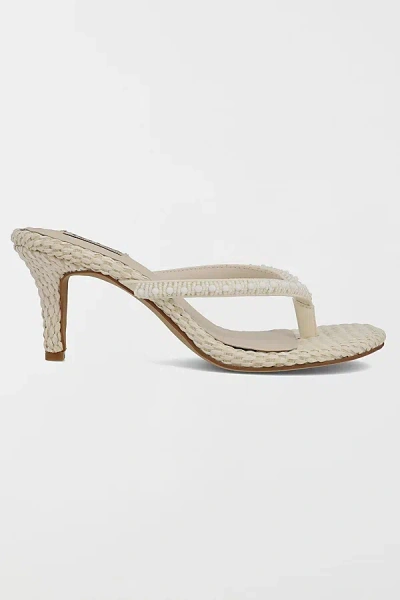Mia Shoes Mia Zilvia Beaded Thong Kitten Heel Sandal In Bone, Women's At Urban Outfitters In Brown