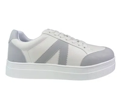 Mia Shoes Women's Faux Leather Platform Sneakers In Grey In White