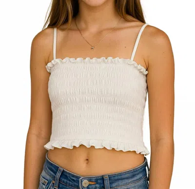 Mia Kids' Smocked Cropped Cami Tank In White