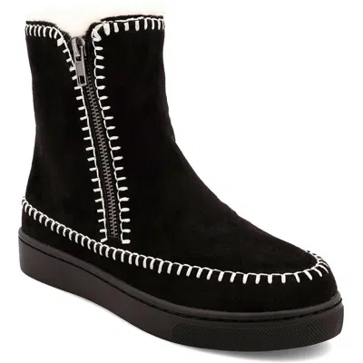 Mia Stormie Womens Double Zipper Faux Fur Winter & Snow Boots In Black