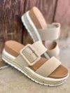 Mia Suede Raffia Platform Sandals In Beige