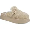 Mia Sugary Faux Shearling Platform Mule In Brown