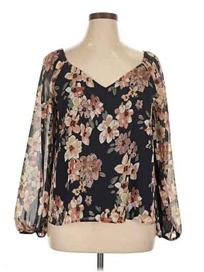 Pre-owned Mia + Tess 3/4 Sleeve Blouse In Black