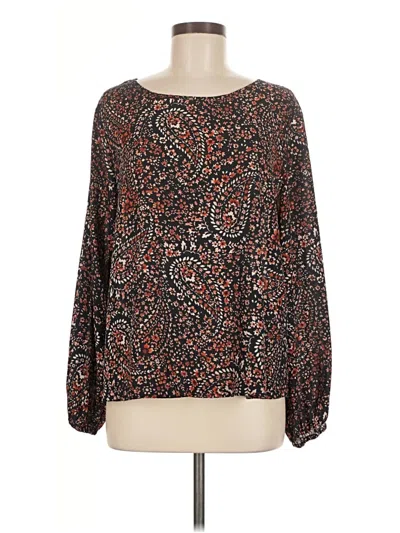 Pre-owned Mia + Tess Long Sleeve Blouse In Brown