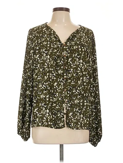 Pre-owned Mia + Tess Long Sleeve Blouse In Green