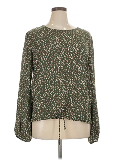 Pre-owned Mia + Tess Long Sleeve Blouse In Green