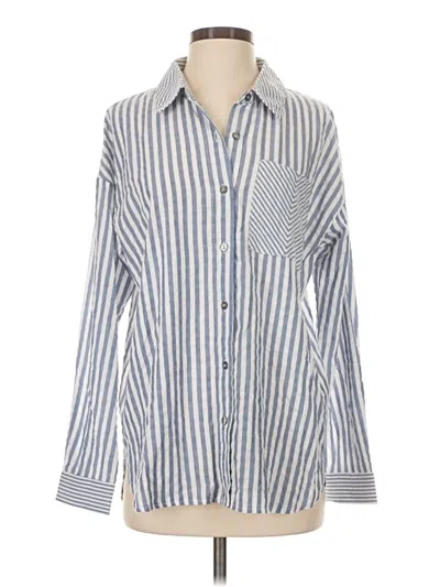 Pre-owned Mia + Tess Long Sleeve Button Down Shirt In Blue