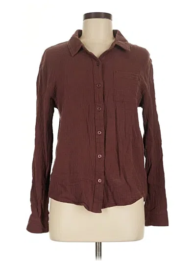Pre-owned Mia + Tess Long Sleeve Button Down Shirt In Brown