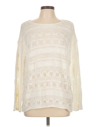 Pre-owned Mia + Tess Long Sleeve Top Ivory Boatneck Tops In White