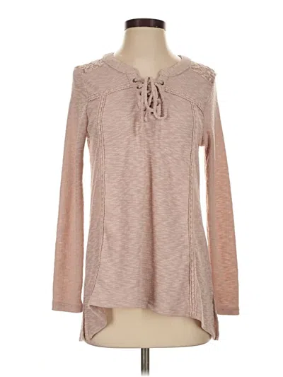 Pre-owned Mia + Tess Long Sleeve Top Tan Cowl Neck Tops