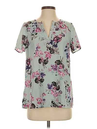 Pre-owned Mia + Tess Short Sleeve Blouse In Gray