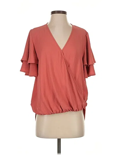 Pre-owned Mia + Tess Short Sleeve Blouse In Orange