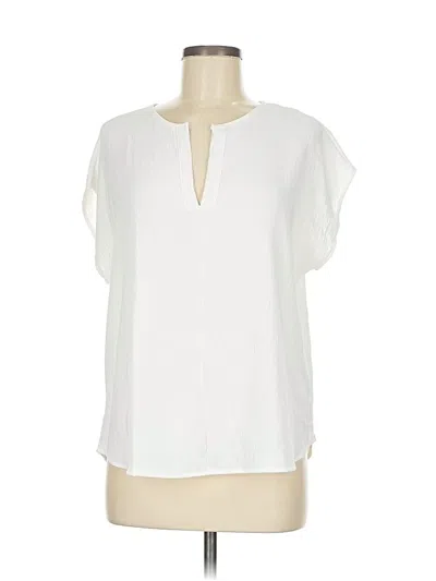 Pre-owned Mia + Tess Short Sleeve Blouse In White