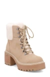 Mia Tiler Faux Fur Platform Lug Boot In Sand